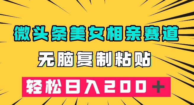 微头条冷门美女相亲赛道，无脑复制粘贴，轻松日入200＋【揭秘】-千羽资源库
