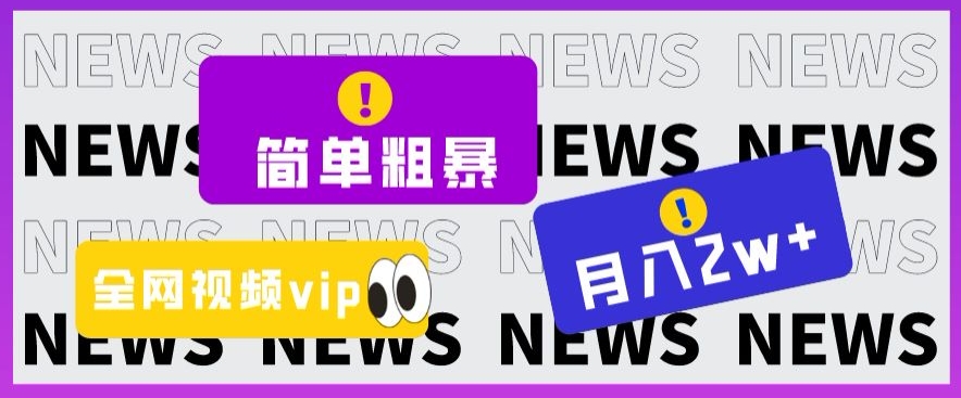 简单粗暴零成本，高回报，全网视频VIP掘金项目，月入2万＋【揭秘】-千羽资源库