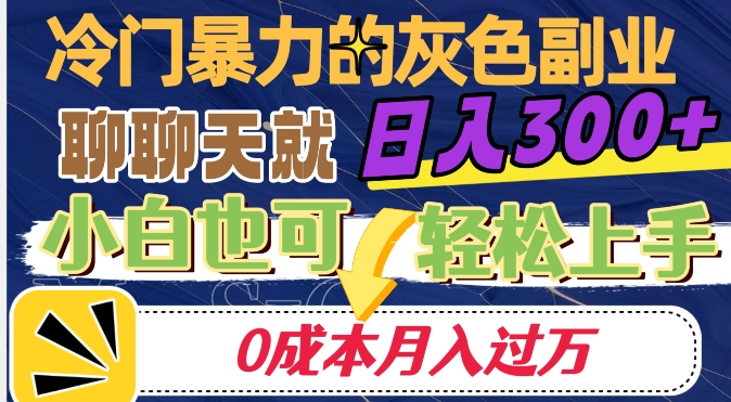 冷门暴利的副业项目，聊聊天就能日入300+，0成本月入过万【揭秘】-千羽资源库
