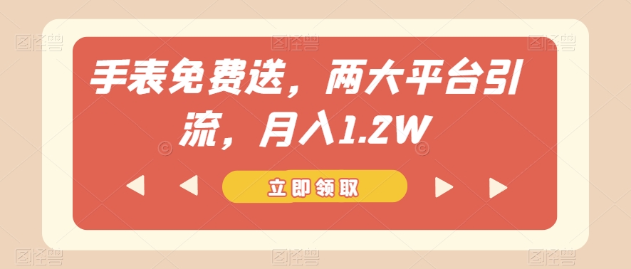 手表免费送，两大平台引流，月入1.2W【揭秘】-千羽资源库