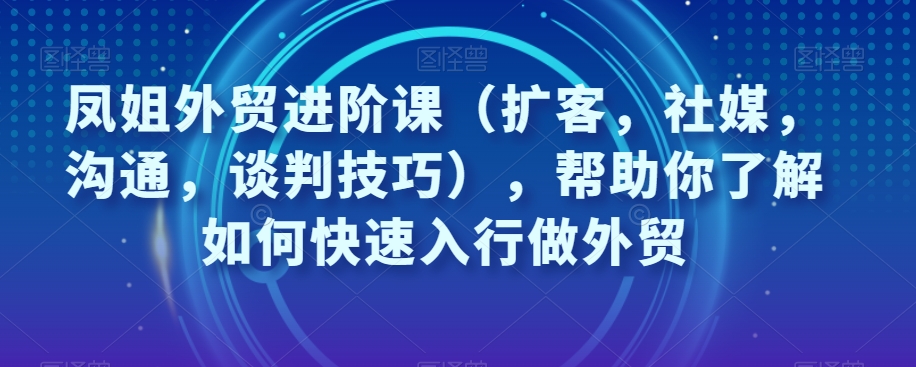 凤姐外贸进阶课（扩客，社媒，沟通，谈判技巧），帮助你了解如何快速入行做外贸-千羽资源库