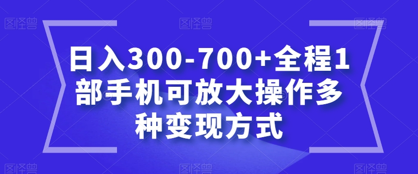 日入300-700+全程1部手机可放大操作多种变现方式【揭秘】-千羽资源库