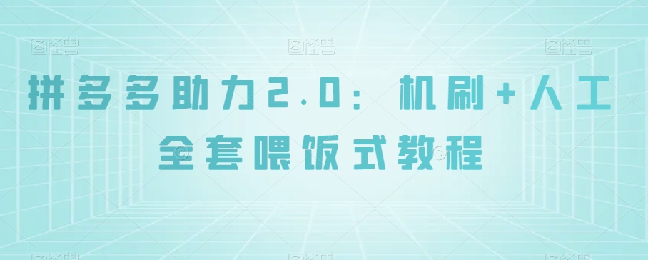拼多多助力2.0：机刷+人工全套喂饭式教程【揭秘】-千羽资源库