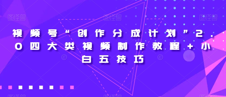 视频号“创作分成计划”2.0四大类视频制作教程+小白五技巧【揭秘】-千羽资源库