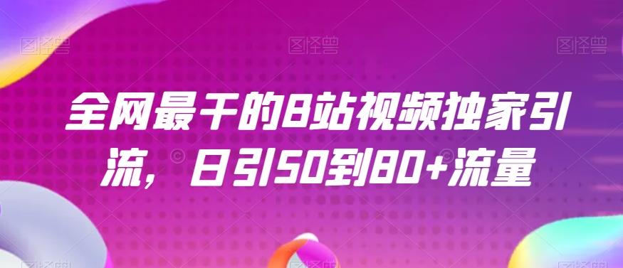全网最干的B站视频独家引流，日引50到80+流量【揭秘】-千羽资源库