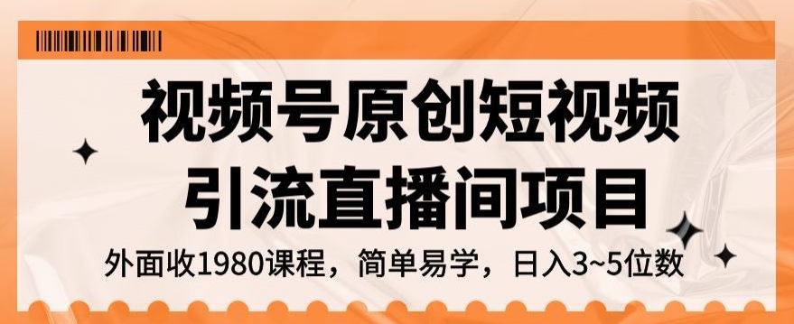 视频号原创短视频引流直播间项目，日入3~5五位数【揭秘】-千羽资源库