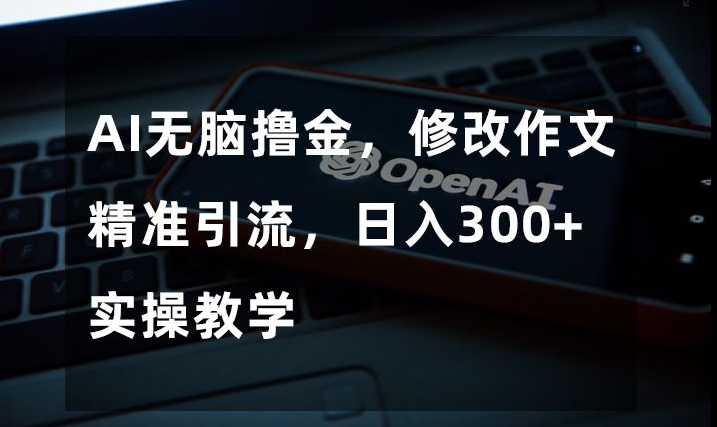 AI无脑撸金，修改作文精准引流，日入300+，实操教学【揭秘】-千羽资源库