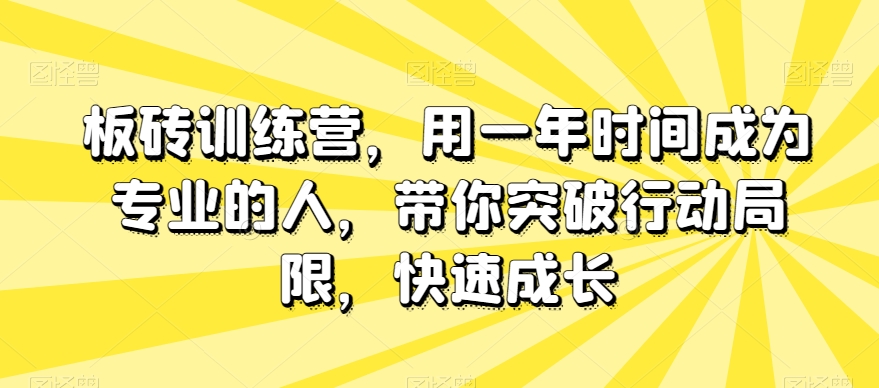 板砖训练营，用一年时间成为专业的人，带你突破行动局限，快速成长-千羽资源库