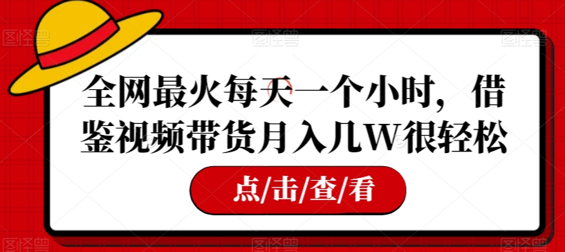 全网最火每天一个小时，借鉴视频带货月入几W很轻松【揭秘】-千羽资源库