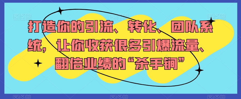 打造你的引流、转化、团队系统，让你收获很多引爆流量、翻倍业绩的“杀手锏”-千羽资源库