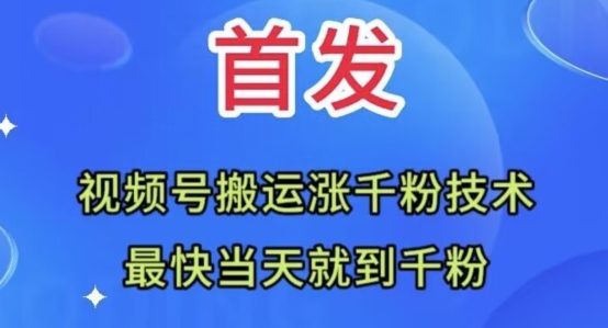 全网首发：视频号无脑搬运涨千粉技术，最快当天到千粉【揭秘】-千羽资源库