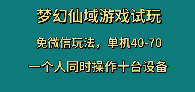 梦幻仙域游戏试玩，免微信玩法，单机40-70，一个人同时操作十台设备【揭秘】-千羽资源库