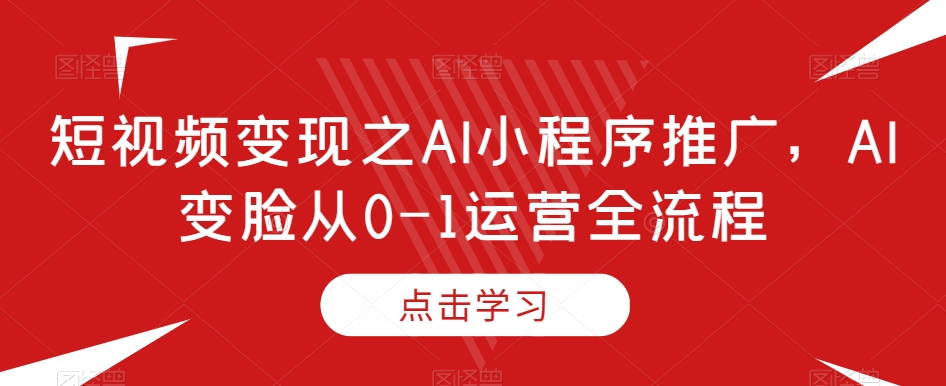 短视频变现之AI小程序推广，AI变脸从0-1运营全流程-千羽资源库