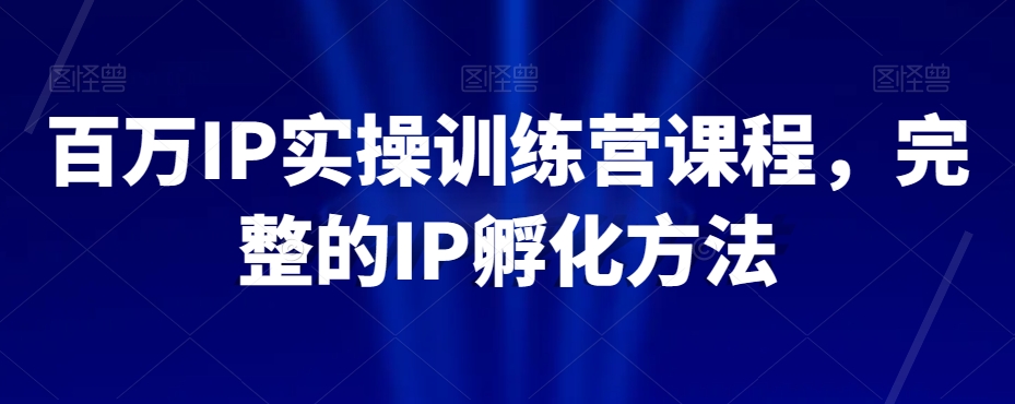百万IP实操训练营课程，完整的IP孵化方法-千羽资源库