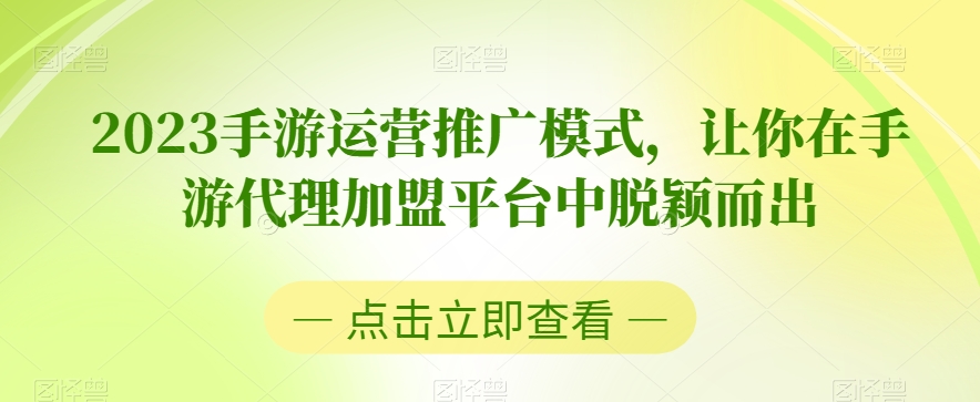 2023手游运营推广模式，让你在手游代理加盟平台中脱颖而出-千羽资源库
