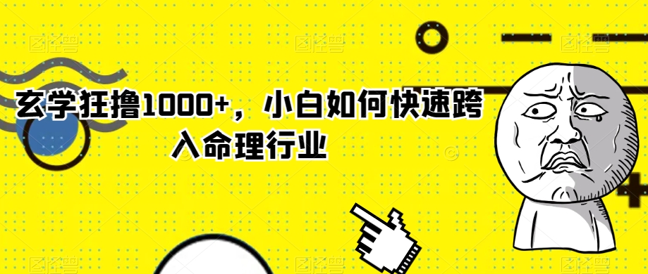 玄学狂撸1000+，小白如何快速跨入命理行业【揭秘】-千羽资源库