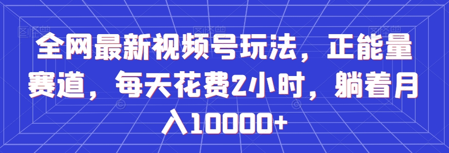 全网最新视频号玩法，正能量赛道，每天花费2小时，躺着月入10000+【揭秘】-千羽资源库