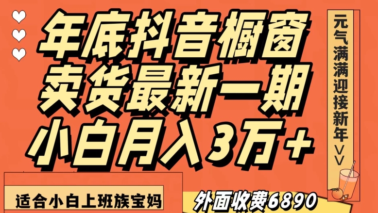 外面收费6890元年底抖音橱窗卖货最新一期，小白月入3万，适合小白上班族宝妈【揭秘】-千羽资源库
