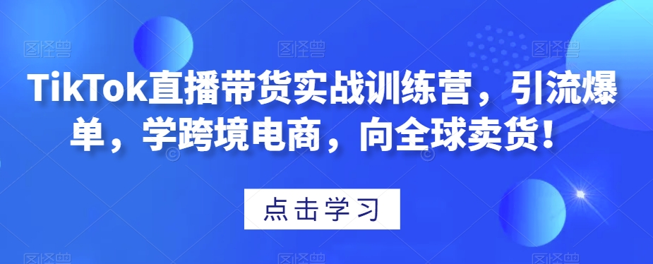 TikTok直播带货实战训练营，引流爆单，学跨境电商，向全球卖货！-千羽资源库