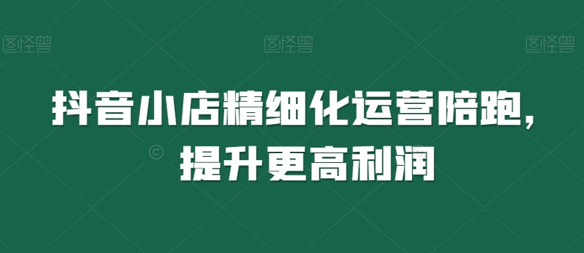 抖音小店精细化运营陪跑，提升更高利润-千羽资源库