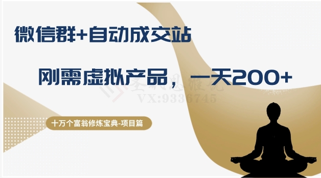 十万个富翁修炼宝典之8.微信群+自动成交站，刚需虚拟产品，一天200+-千羽资源库