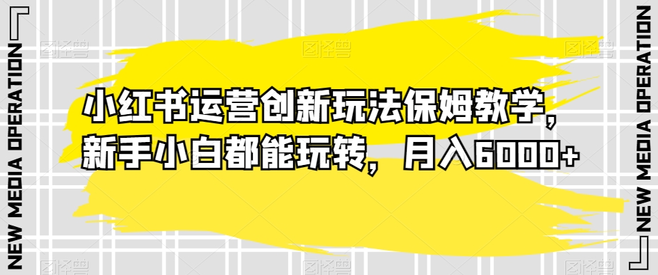 小红书运营创新玩法保姆教学，新手小白都能玩转，月入6000+【揭秘】-千羽资源库