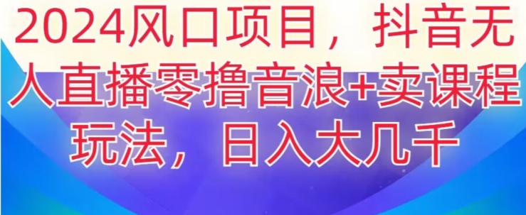 2024风口项目，抖音无人主播撸音浪+卖课程玩法，日入大几千【揭秘】-千羽资源库