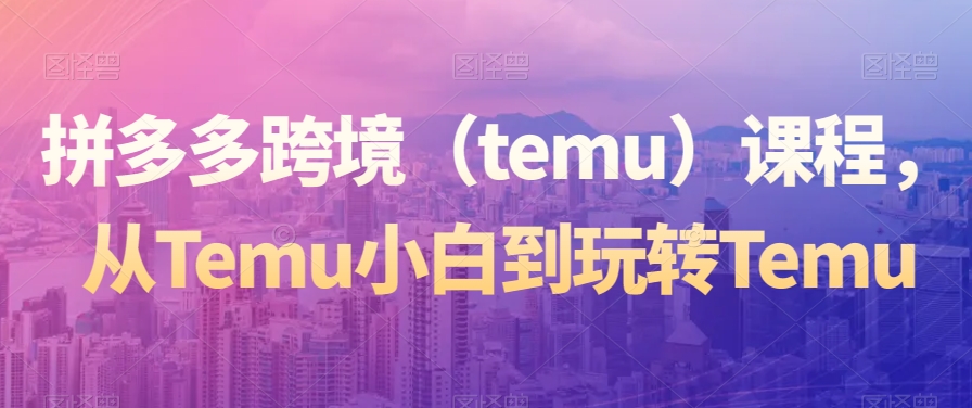 拼多多跨境（temu）课程，从Temu小白到玩转Temu-千羽资源库
