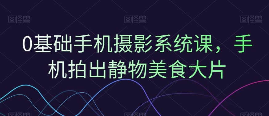 0基础手机摄影系统课，手机拍出静物美食大片-千羽资源库