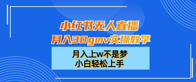 小红书无人直播月入30gmv实操教学，月入上w不是梦，小白轻松上手【揭秘】-千羽资源库