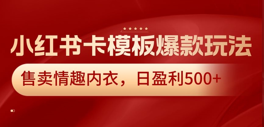 小红书卡模板爆款玩法，售卖情趣内衣，日盈利500+【揭秘】-千羽资源库