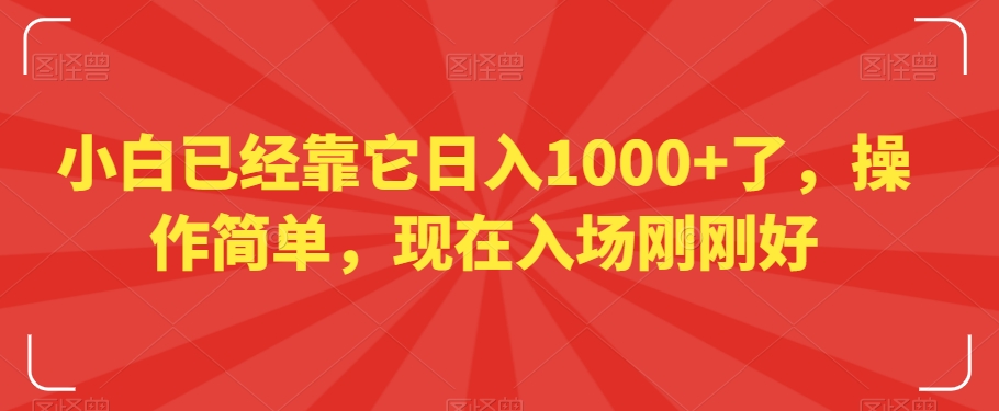小白已经靠它日入1000+了，操作简单，现在入场刚刚好【揭秘】-千羽资源库