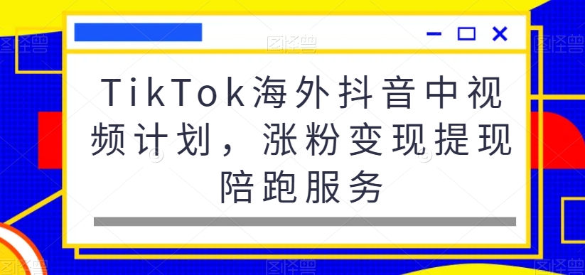 TikTok海外抖音中视频计划，涨粉变现提现陪跑服务-千羽资源库