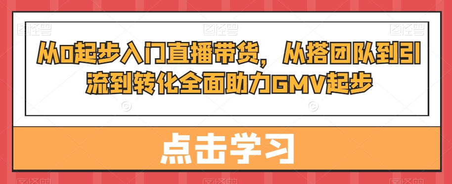 从0起步入门直播带货，​从搭团队到引流到转化全面助力GMV起步-千羽资源库