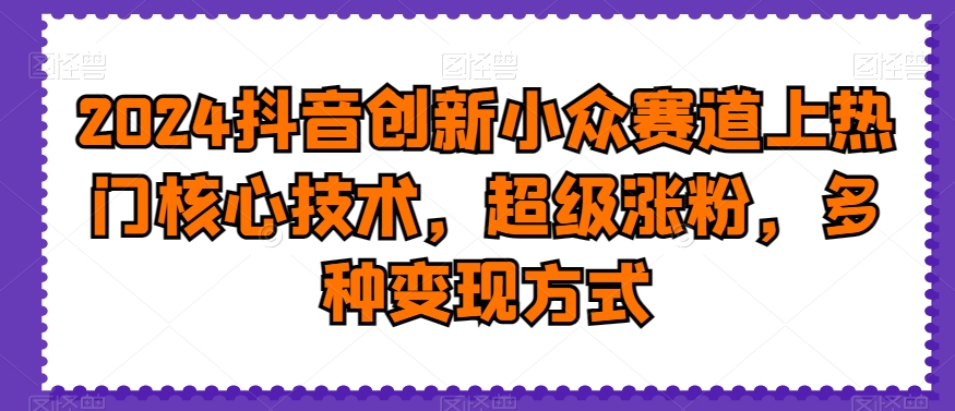 2024抖音创新小众赛道上热门核心技术，超级涨粉，多种变现方式【揭秘】-千羽资源库