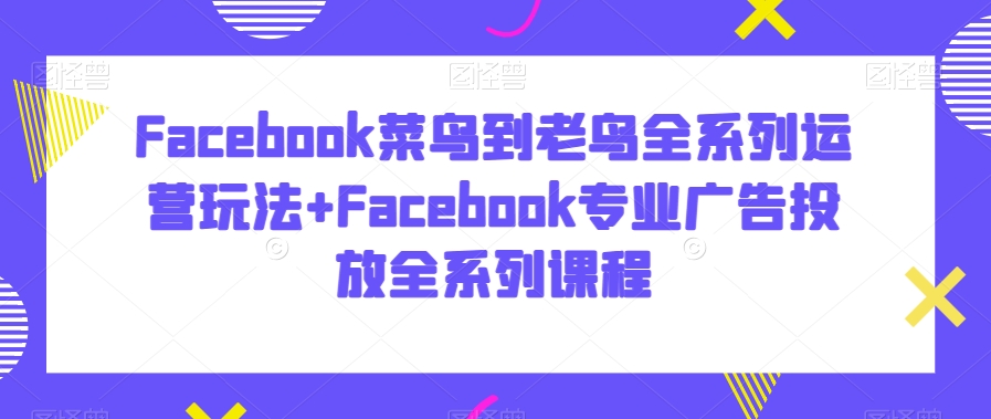 Facebook菜鸟到老鸟全系列运营玩法+Facebook专业广告投放全系列课程-千羽资源库