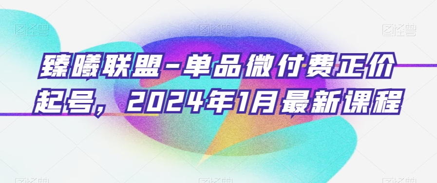 臻曦联盟-单品微付费正价起号，2024年1月最新课程-千羽资源库