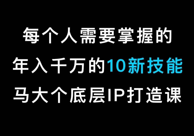 马大个的IP底层逻辑课，​每个人需要掌握的年入千万的10新技能，约会底层IP打造方法！-千羽资源库
