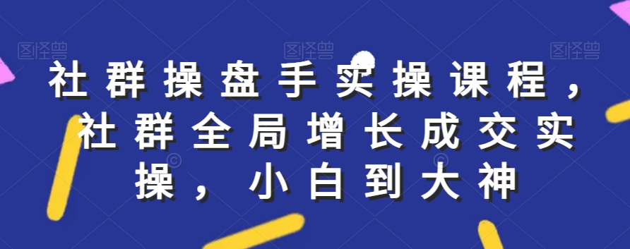 社群实操课程，社群全局增长成交实操，小白到大神-千羽资源库
