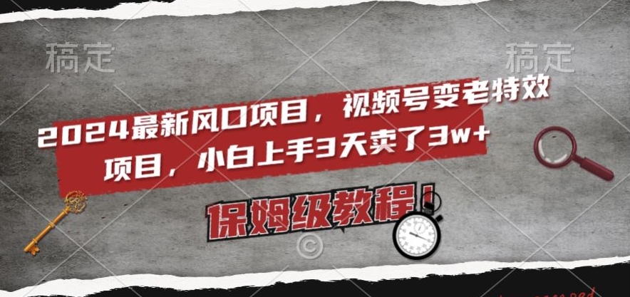 2024最新风口项目，视频号变老特效项目，电脑小白上手3天卖了3w+，保姆级教程【揭秘】-千羽资源库
