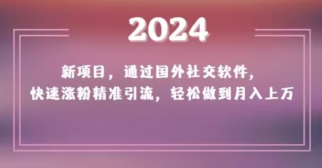 2024新项目，通过国外社交软件，快速涨粉精准引流，轻松做到月入上万【揭秘】-千羽资源库