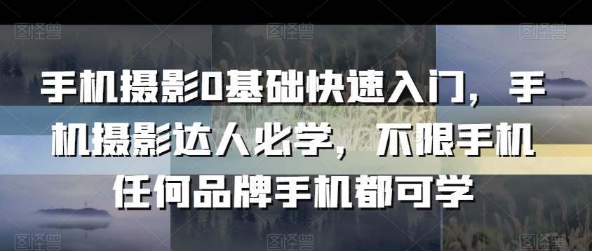 手机摄影0基础快速入门，手机摄影达人必学，不限手机任何品牌手机都可学-千羽资源库