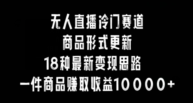 无人直播冷门赛道，商品形式更新，18种变现思路，一件商品赚取收益10000+【揭秘】-千羽资源库