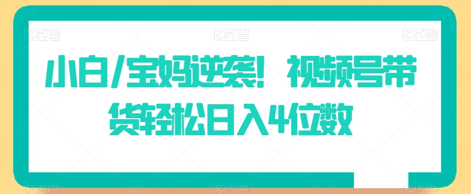 小白/宝妈逆袭！视频号带货轻松日入4位数【揭秘】-千羽资源库