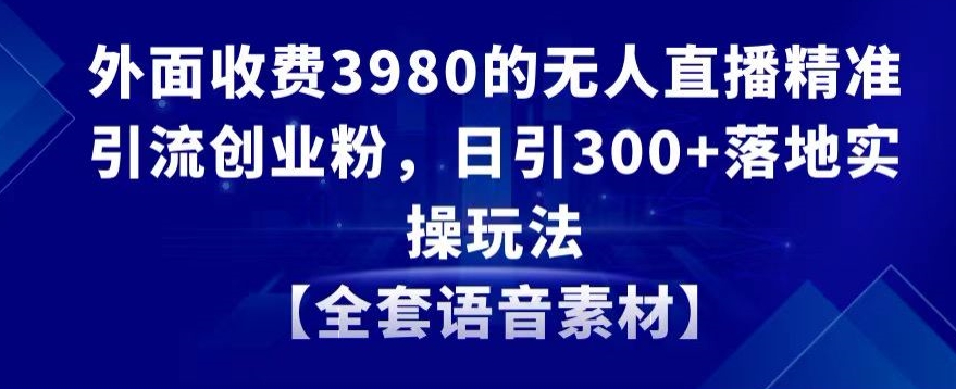 外面收费3980的无人直播精准引流创业粉，日引300+落地实操玩法【全套语音素材】【揭秘】-千羽资源库