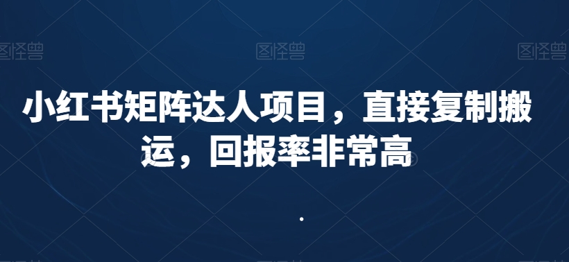 小红书矩阵达人项目，直接复制搬运，回报率非常高-千羽资源库