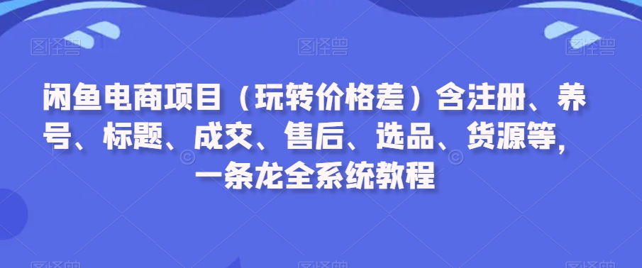 闲鱼电商项目（玩转价格差）含注册、养号、标题、成交、售后、选品、货源等，一条龙全系统教程-千羽资源库