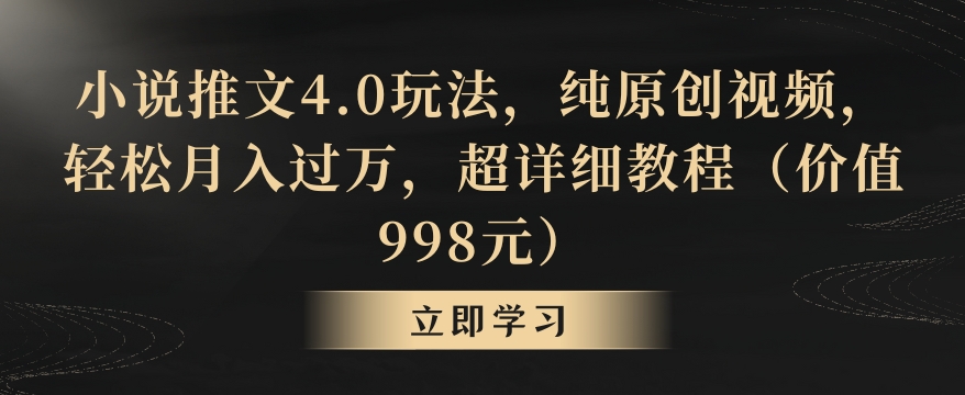 小说推文4.0玩法，纯原创视频，轻松月入过万，超详细教程（价值998元）【揭秘】-千羽资源库