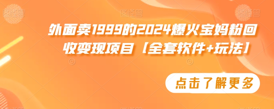 外面卖1999的2024爆火宝妈粉回收变现项目【全套软件+玩法】【揭秘】-千羽资源库