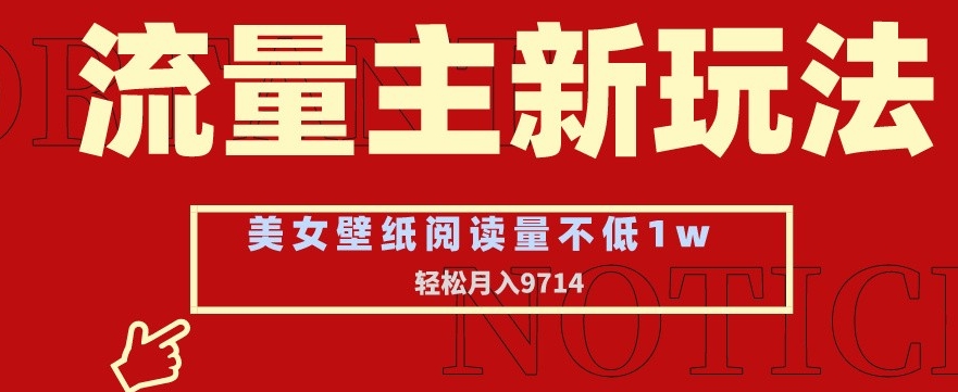 流量主新玩法，美女壁纸和头像，阅读量不低于1w，月入9741【揭秘】-千羽资源库